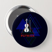 Moderne und maskuline Navy Blue Music Violin Desig Button (Vorne & Hinten)