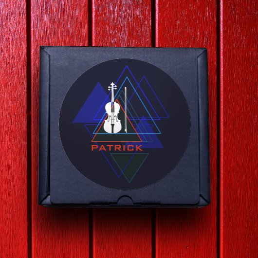 Moderne und maskuline Navy Blue Music Violin Desig Runder Aufkleber