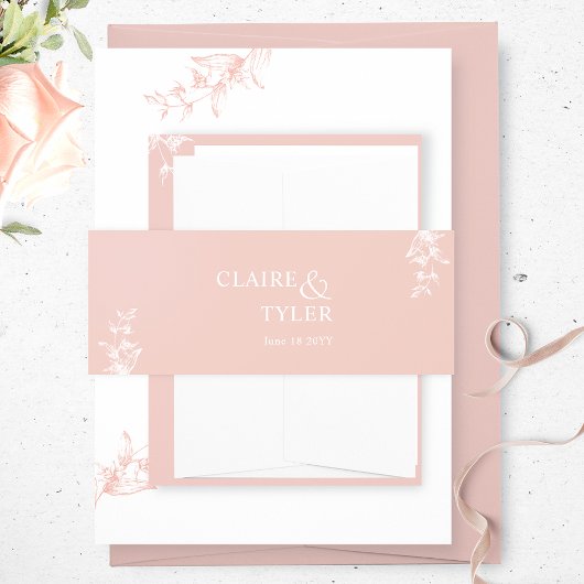 Moderne und minimale Blush Pink Hochzeit Einladungsbanderole