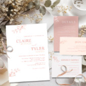 Moderne und minimale Blush Pink, Peach Wedding Einladung