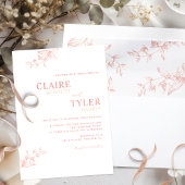 Moderne und minimale Blush Pink, Peach Wedding Einladung