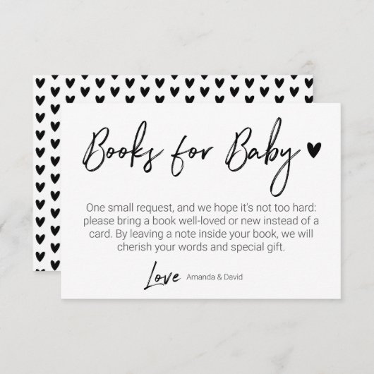 Moderne und minimale Bücher für Baby Black Brush S Begleitkarte (Vorne/Hinten)