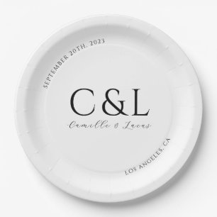 Moderne und minimale Hochzeitsklassik-Teller Pappteller