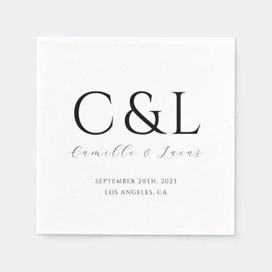 Moderne und minimale Hochzeitspapier-Teller Serviette (Vorderseite)