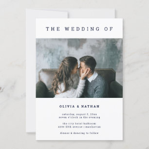 Moderne und minimale Marine  Ein Foto Hochzeit Einladung