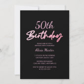 Moderne und minimale rosa Typografie Black Birthda Einladung (Vorderseite)