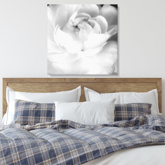 Moderne und minimale Schwarz-Weiß-Blüte - Blume Leinwanddruck (Insitu (Schlafzimmer))