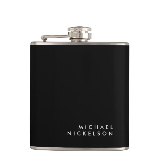 Moderne und minimale Schwarzweiss-| addieren Ihren Flachmann (Vorderseite)