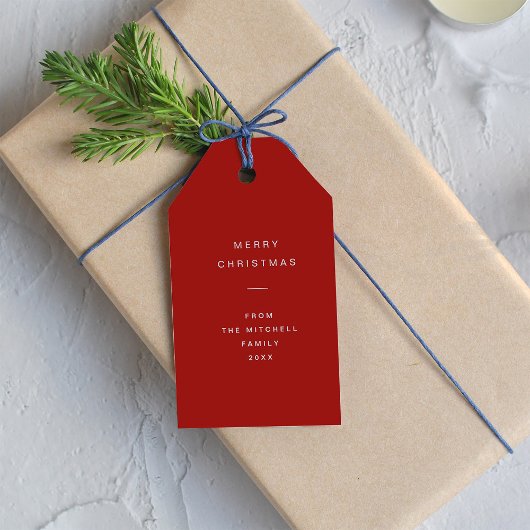 Moderne und minimale Typografie | Rotes Weihnachts Geschenkanhänger