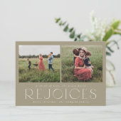 Moderne und minimale Urlaubskarte in Taupe Einladung (Stehend Vorderseite)