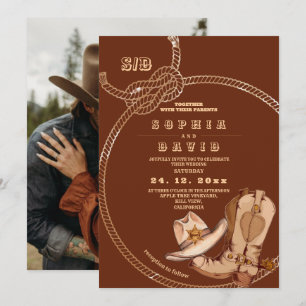 Moderne und minimale westliche Cowboy-Teracot-Hoch Einladung