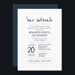 Moderne und Minimalistische Bar Mitzvah Einladung<br><div class="desc">Besteht aus spielerischer Schrift und Serifentypografie; Alles vor einem Hintergrund von weißem Hintergrund. 

Entworfen von Select Party Supplies,  exklusiv für Zazzle.

Abrufbar unter:http://www.zazzle.com/selectpartysupplies</div>