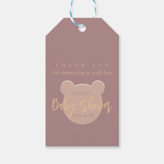 Moderne und minimalistische Bärendusche Vielen Dan Geschenkanhänger (Vorderseite)