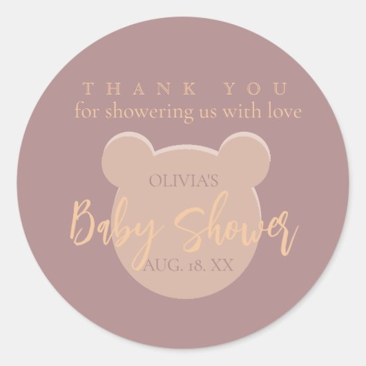 Moderne und minimalistische Bärendusche Vielen Dan Runder Aufkleber (Vorderseite)