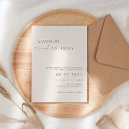 Moderne und Minimalistische Boho Terracotta Weddin Einladung