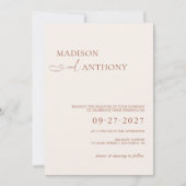 Moderne und Minimalistische Boho Terracotta Weddin Einladung (Vorderseite)