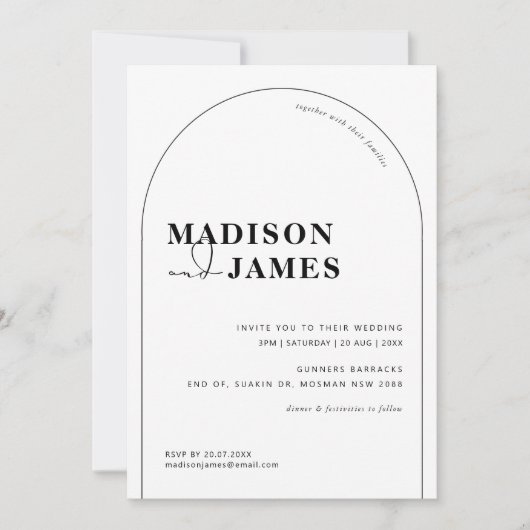 Moderne und minimalistische Eheeinladung Einladung (Vorderseite)