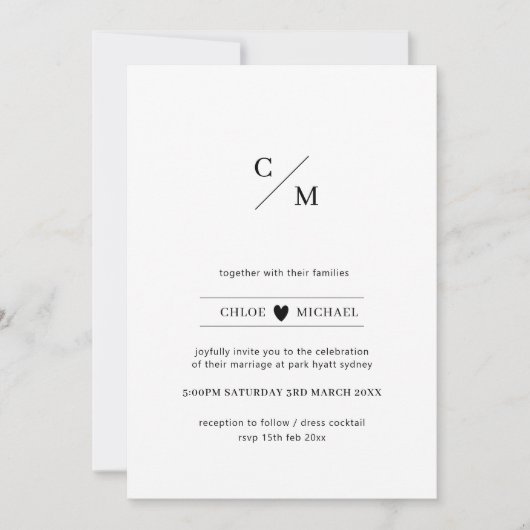 Moderne und minimalistische Erstgeburt der Liebe Einladung (Vorderseite)