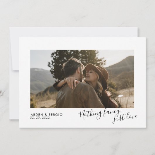 Moderne und Minimalistische Foto Hochzeit Einladung (Vorderseite)