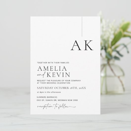 Moderne und minimalistische Foto-Hochzeitseinladun Einladung (Stehend Vorderseite)