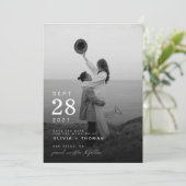 Moderne und Minimalistische Foto Save the Date Car Einladung (Stehend Vorderseite)