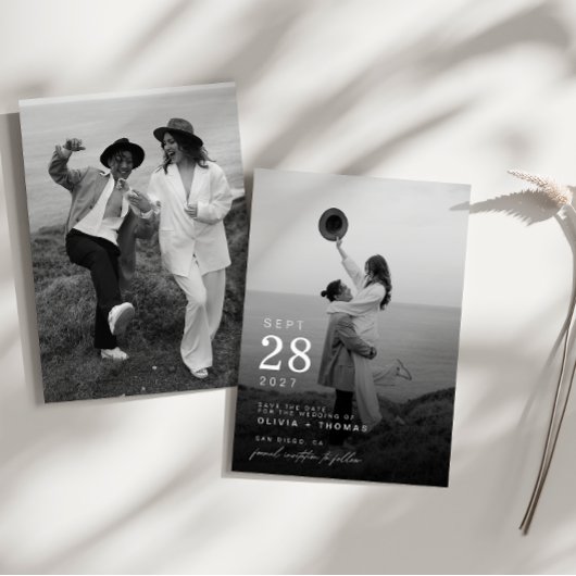 Moderne und Minimalistische Foto Save the Date Car Einladung