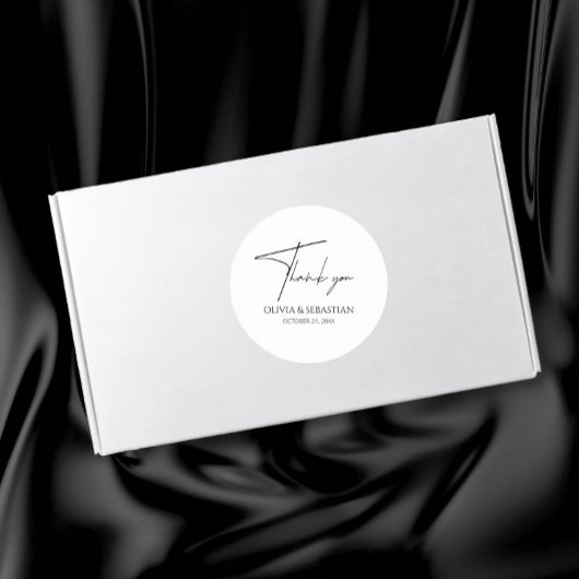 Moderne und Minimalistische Hochzeit Vielen Dank Runder Aufkleber