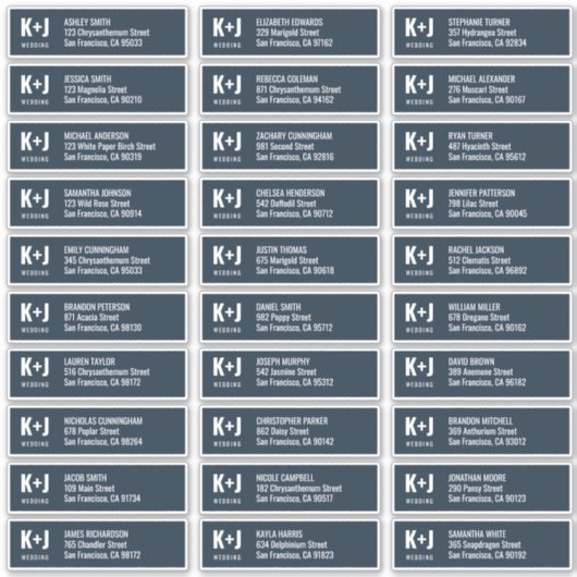 Moderne und Minimalistische Hochzeitgästen Aufkleber (Vorderseite)