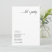 Moderne und Minimalistische Party Einladung (Stehend Vorderseite)