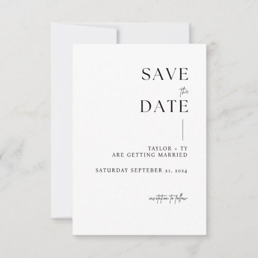 Moderne und minimalistische Save the Date-Karte Save The Date (Vorderseite)