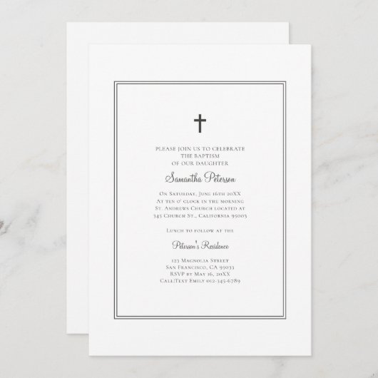 Moderne und Minimalistische Taufe Einladung (Vorne/Hinten)