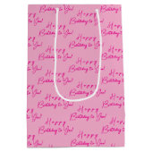 Moderne und moderne Fun Happy Birthday Pattern, ro Mittlere Geschenktüte (Rückseite)