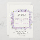Moderne und rustikale Lila Blumenhochzeit Einladung (Vorne/Hinten)