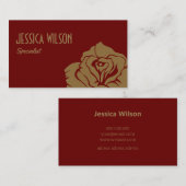 Moderne und schicke dunkelrote goldene Blume Visitenkarte (Vorne/Hinten)