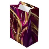 Moderne und schicke Fuchsien Lila und Gold- Mittlere Geschenktüte (Vorderseite Schrägansicht)