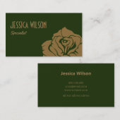 Moderne und schicke grüne goldene Blume Visitenkarte (Vorne/Hinten)