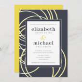 Moderne und schicke Hochzeit in Blau und Weiß Einladung (Vorne/Hinten)