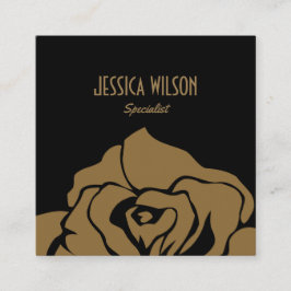 Moderne und schicke schwarz-goldene Blume Quadratische Visitenkarte