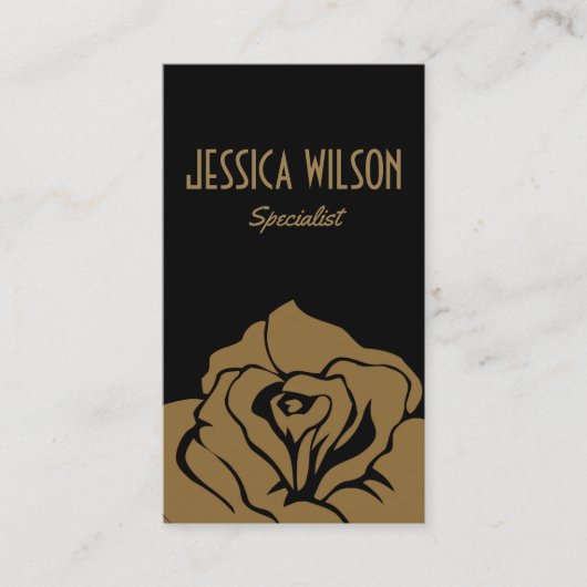 Moderne und schicke schwarz-goldene Blume Visitenkarte (Vorderseite)