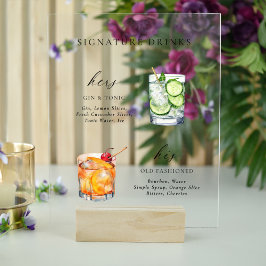 Moderne und schicke Skriptsignatur Drinks Cocktail Acrylschild