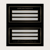 Moderne und schmale, schwarze und goldene Terminka Visitenkarten (Innenseite Aufgefaltet)