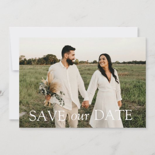 Moderne und schwache Typografie Hochzeit Rettete u Einladung (Vorderseite)