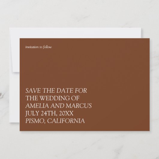 Moderne und schwache Typografie Hochzeit Rettete u Einladung (Rückseite)