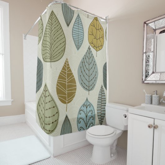 Moderne und stilvolle Herbst-Falling-Blätter flora Duschvorhang (Beispiel)