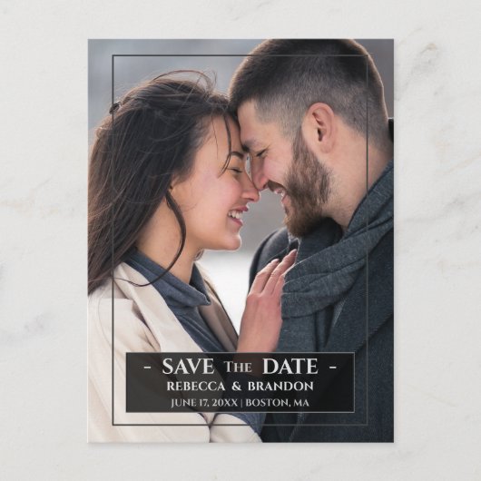 Moderne und stilvolle Save the Date Hochzeit Postkarte (Vorderseite)