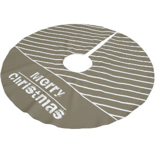 Moderne und stilvolle Stripes Frohe Weihnachtsfeie Polyester Weihnachtsbaumdecke