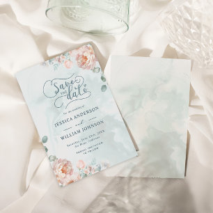 Moderne und trendige blaue Rose Hochzeit Save The Date