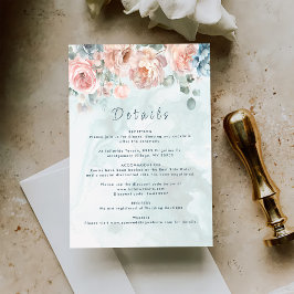 Moderne und trendige Blue Rose Hochzeitsdetails Begleitkarte