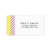 Moderne und trendige gelbe und Lila Streifenadress Adressaufkleber (Vorne)