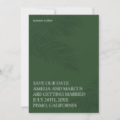 Moderne und trendige Palmen Rettete unser Datum Einladung (Vorderseite)